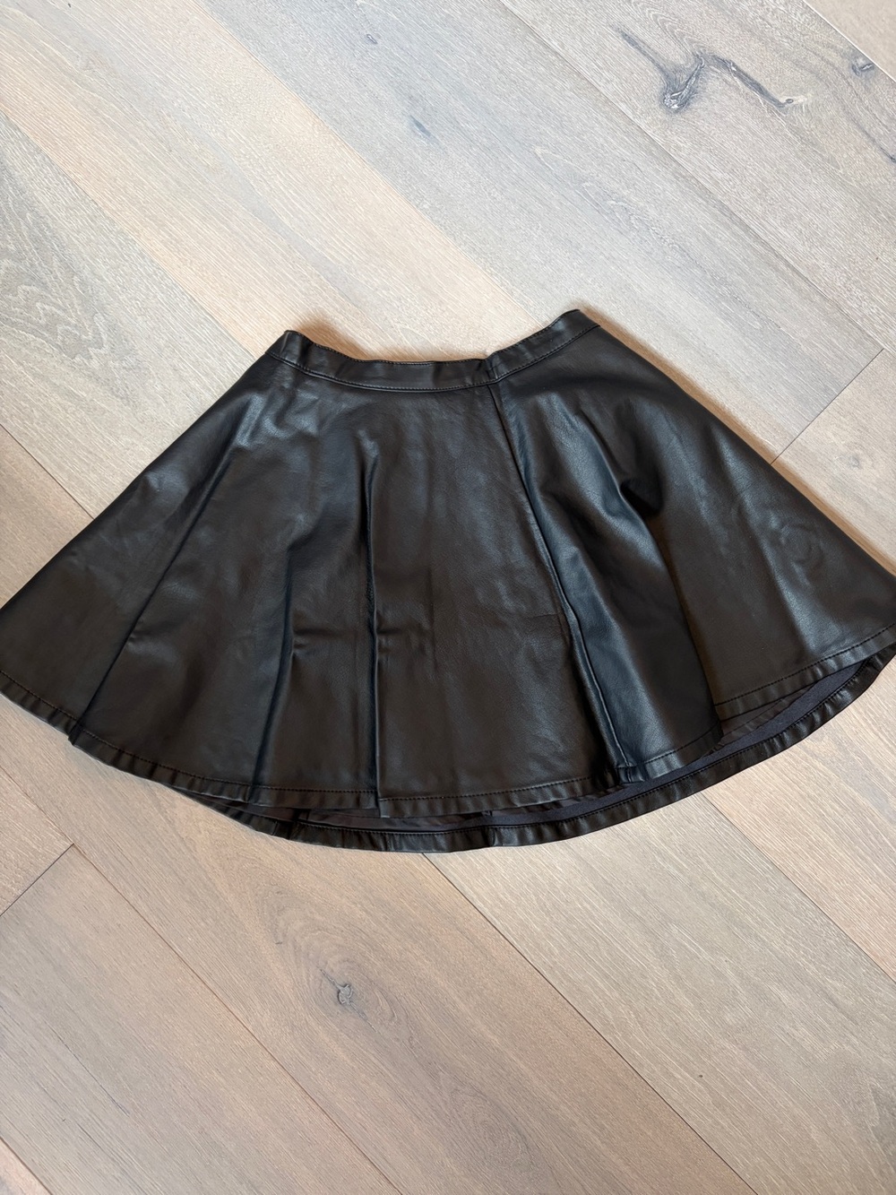 Forever 21 Black Faux Leather Circle Skater Skirt